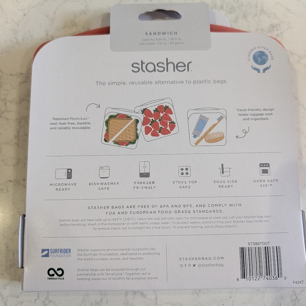 Limited Edition Stasher Reusable Sandwich And Snack Bags - Picture 5 of 7